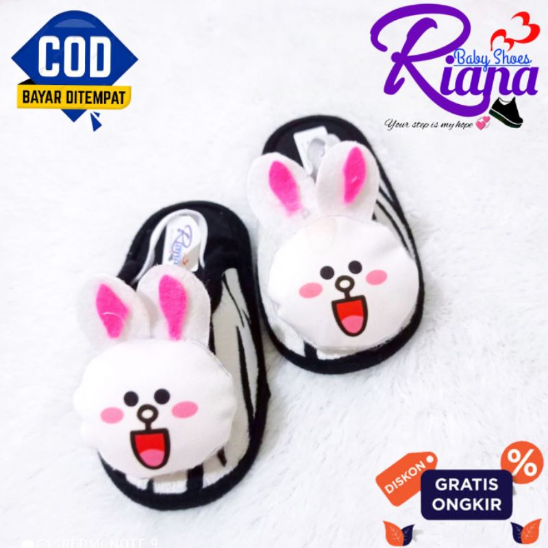 Sandal Slop Bayi Bapau Boneka Kelinci Usia 8-20 Bulan