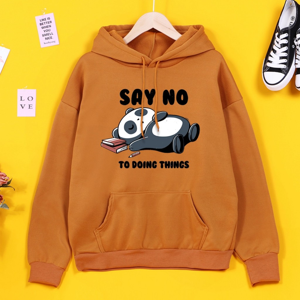Hoodie Sweater Wanita Anime Kartun Gambar Panda Jaket Cewek Kekinian Oversize Murah Tebal Import Bis