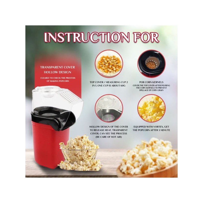 Mesin Electric Popcorn Maker Hot Air Corn Machine - NY-B810 - Red