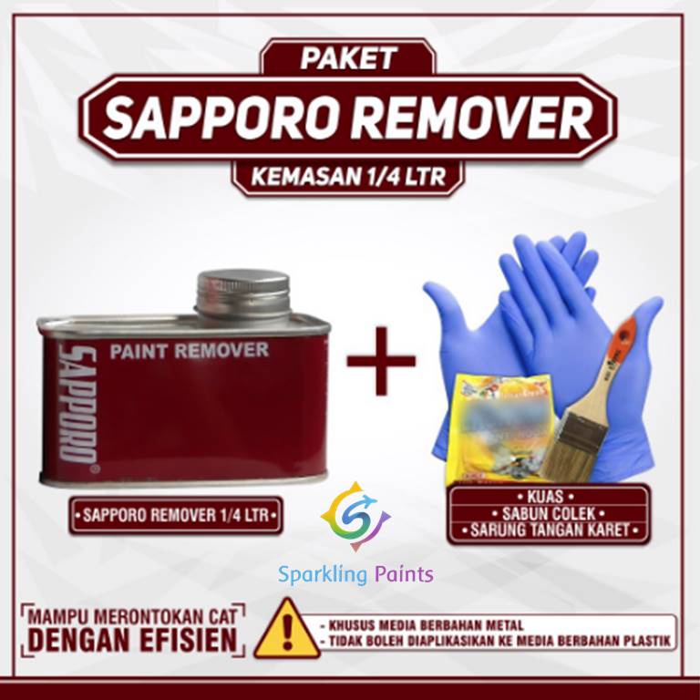 Paket Remover Sapporo 1/4 Ltr / Perontok Cat / Soda Api