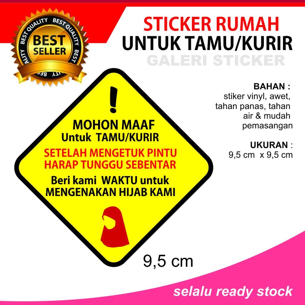 Stiker Mohon Tunggu Tamu Kurir Muslimah waktu Hijab
