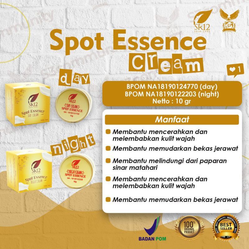 Spot Essence SR12 | Spot Essence Day Cream & Spot Essence Night Cream | Krim Wajah SR12 Skincare