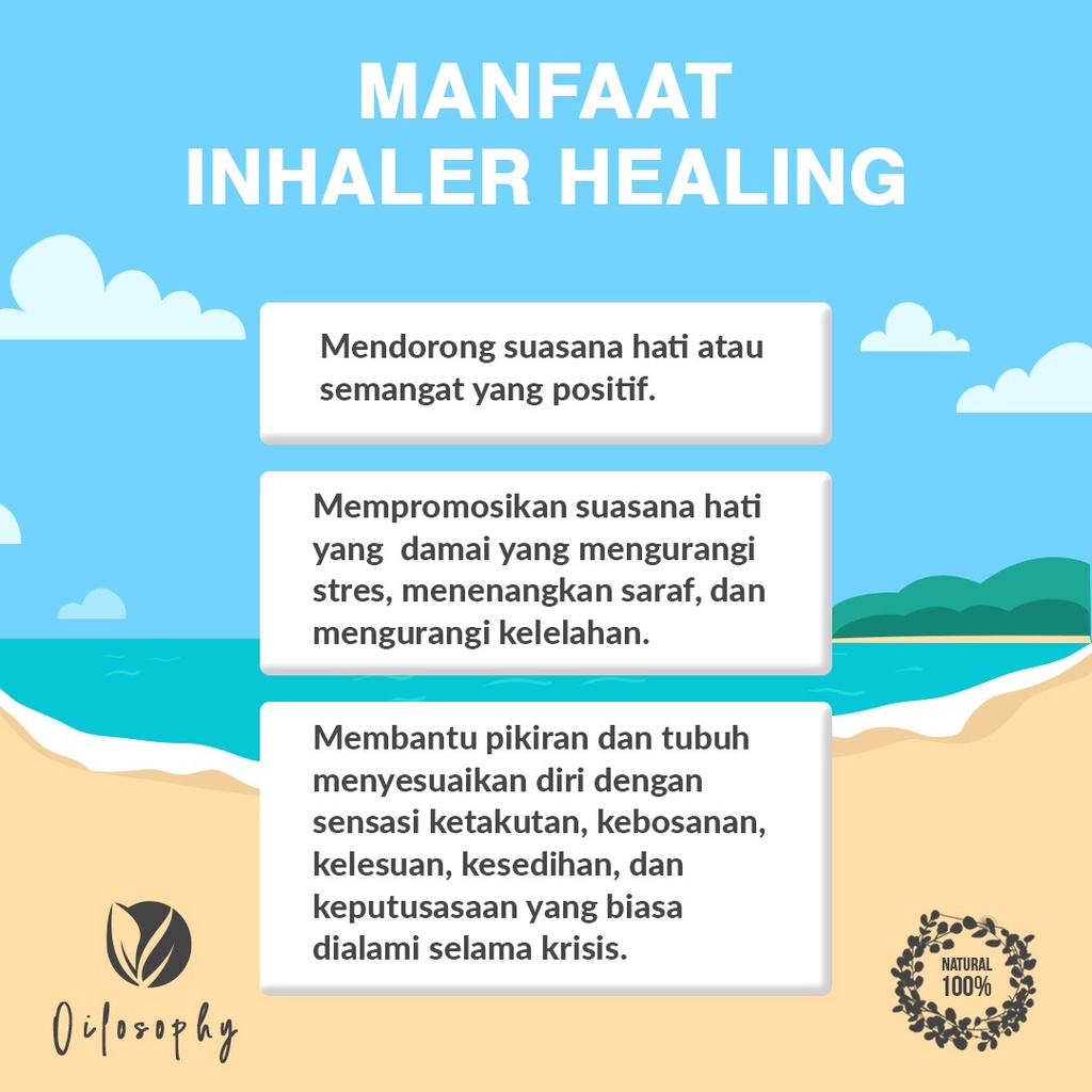 Inhaler Healing - Alat Hisap Hidung Inheler Aroma Terapi Pereda Stress Anti Cemas Anti Virus Penenang Pikiran Rileksasi Kepala Ampuh - Inhaler Kesehatan Terapi Pernapasan Atsiri Essensial Oil Aromaterapi Lavender Esential Oil Frankincense Oil Original COD