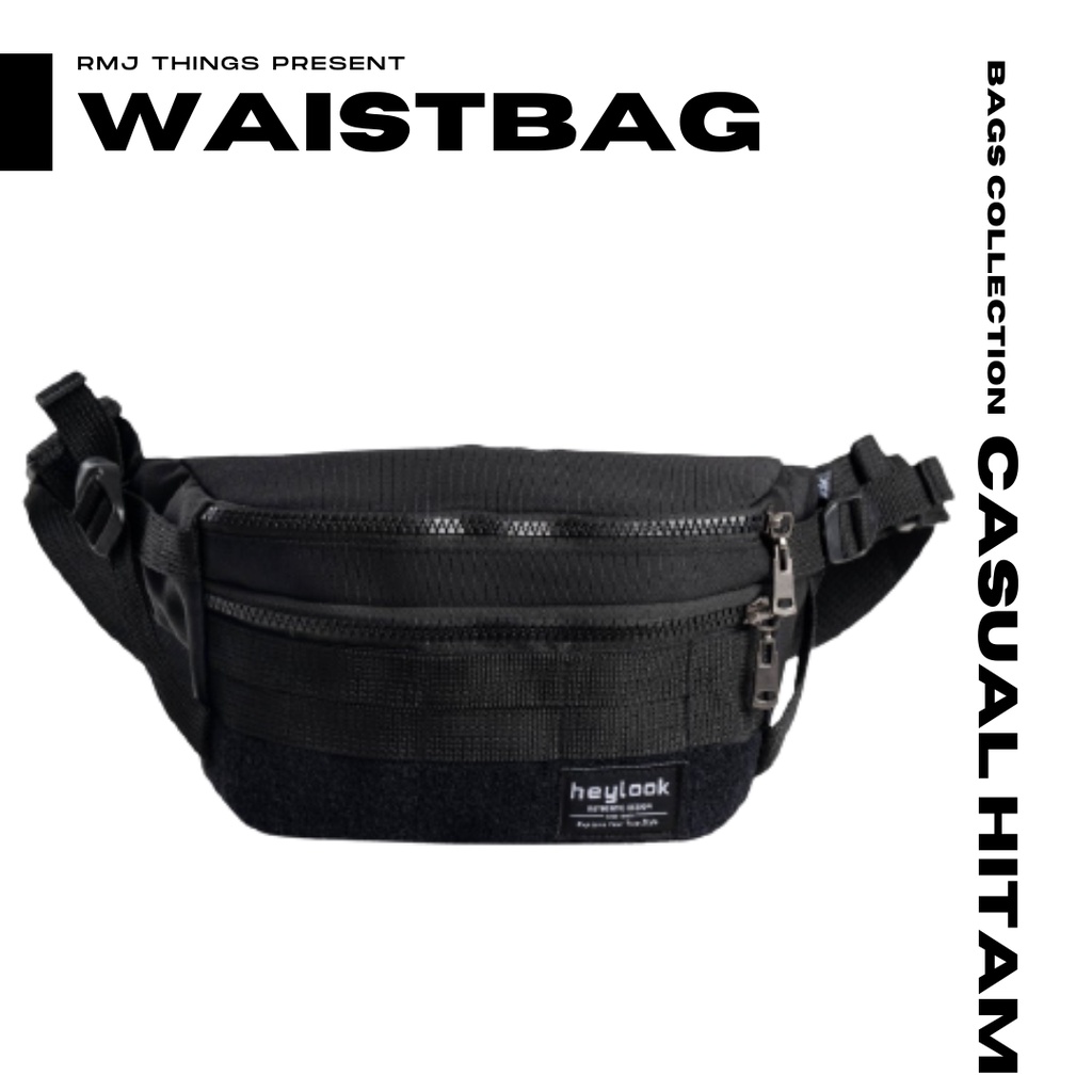 Tas Slempang Cowok Distro Terbaru Keren Selempang Waistbag Kerja Ear Phone Waist Bag Classic Polos S