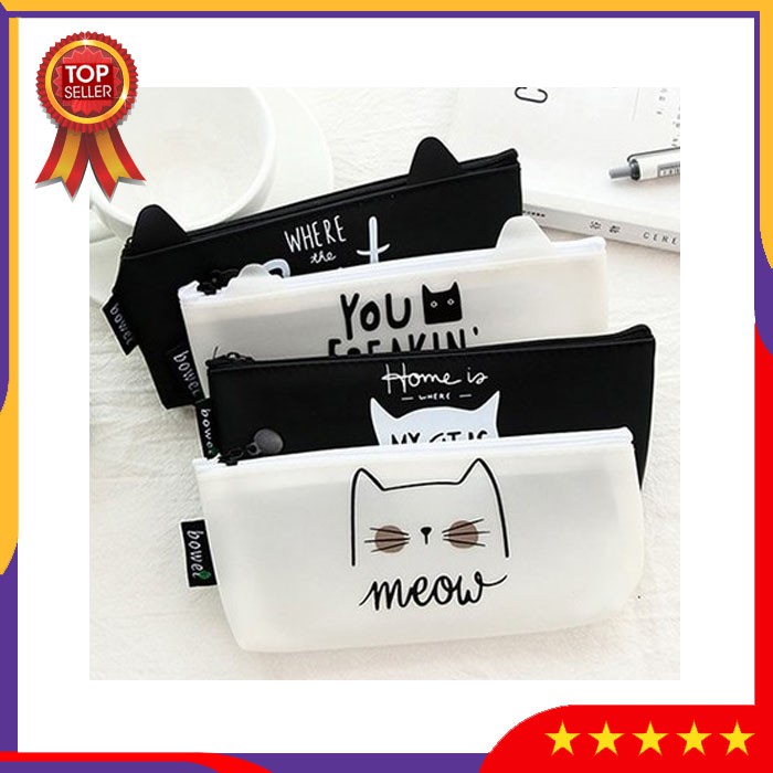 

ZVBS3 Tempat Pensil Black and White Cat Pencil Case Pouch Alat Tulis Pensil Perlengkapan Sekolah