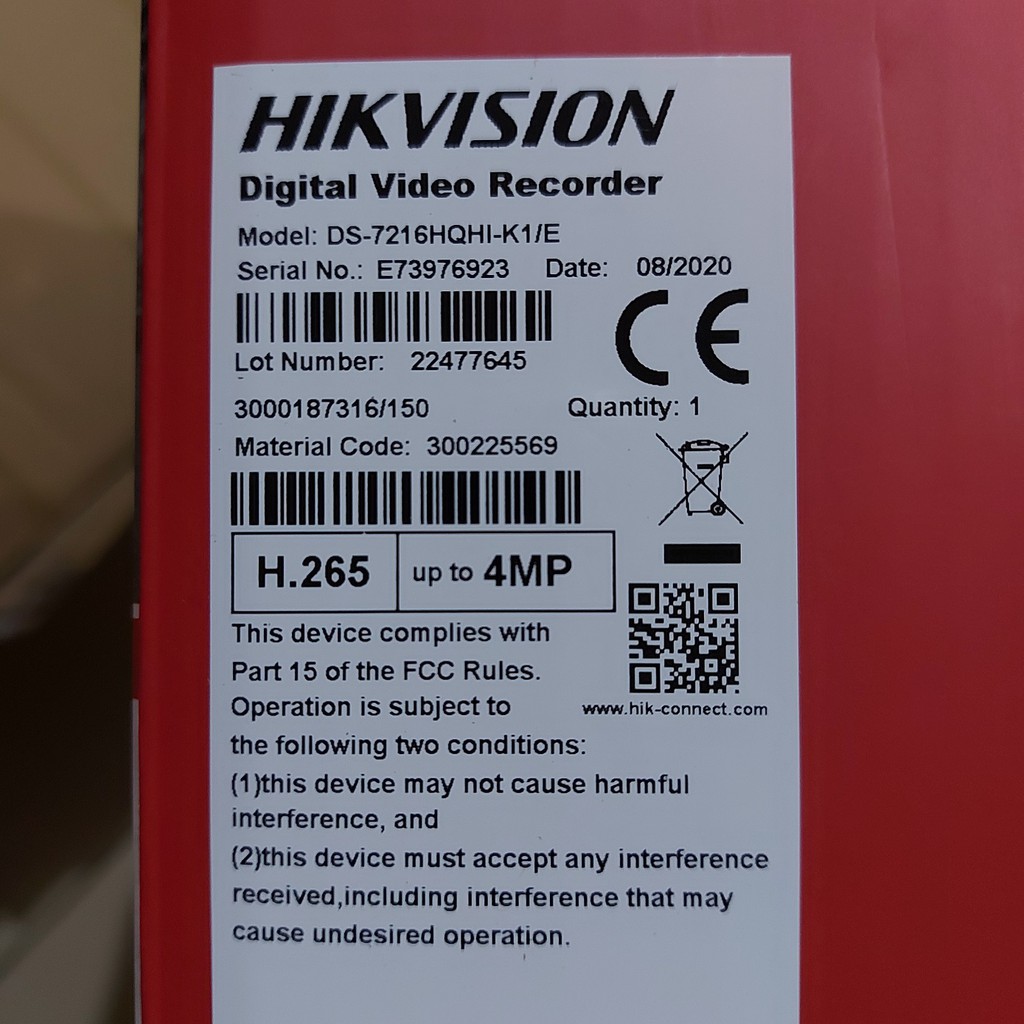 DVR HIKVISION 16 channel DS-7216HQHI-K1/E 5 MP 5MP resmi