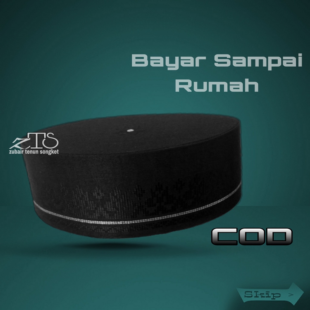 PECI SONGKOK ZUBAIR TENUN SONGKET HITAM KOPYAH KOPEAH KOPIA BAYI SONGKOK HITAM KOPYA BULAN MOTIF ANA