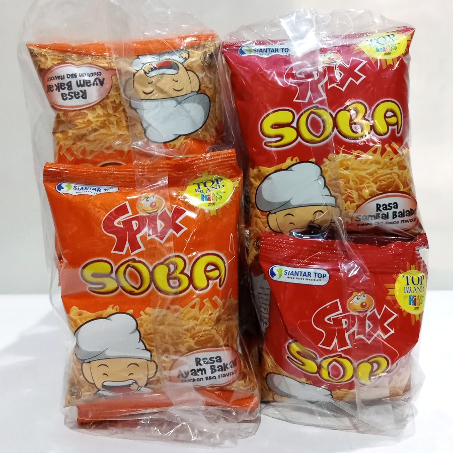 

Snack Spix SOBA Mie 1 Pak isi 20 Pcs Rasa Sambal Balado & Ayam Bakar
