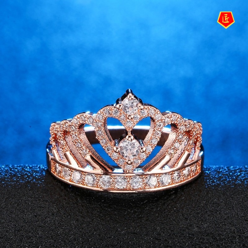 [Ready Stock]Fashion Classic Micro-Inlaid Diamond Crown Ring