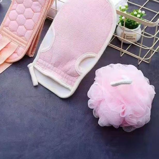 ✬ Shower Puff Perlengkapan Mandi 4 in 1 Penggosok Daki & Sikat Punggung Anak dan Dewasa ✶