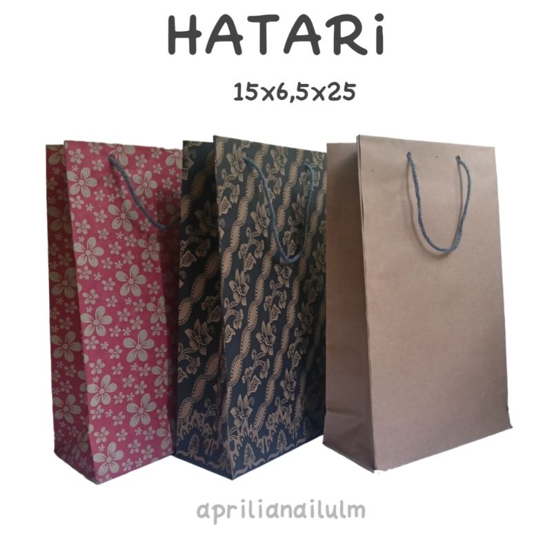 

Paper bag Hatari tas hajatan, souvenir isi wafer motif murah ukuran 15x6,5x25
