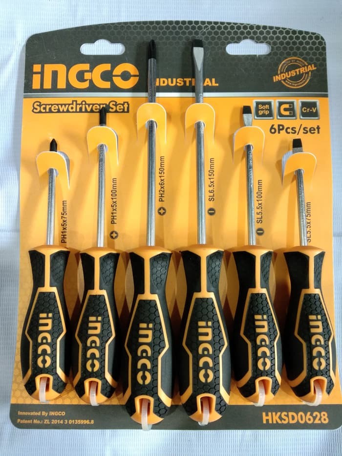 OBENG SET 6PCS LENGKAP GAGANG KARET / SCREWDRIVER SET INGCO HKSD0628