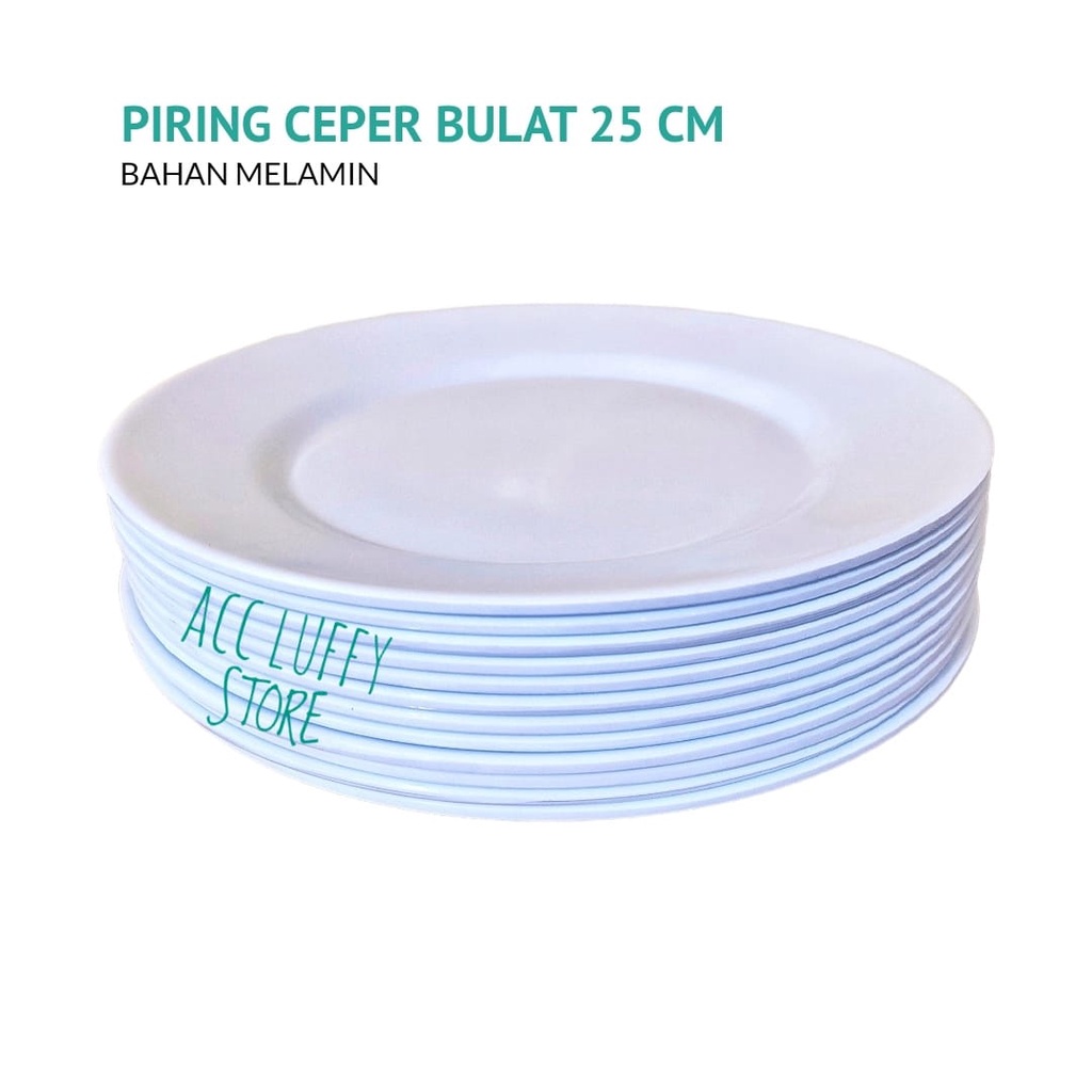 6 PCS Piring Melamin Bulat Ceper 25cm - Piring Prasmanan Melamin - Piring melamin Bulat Datar Putih 
