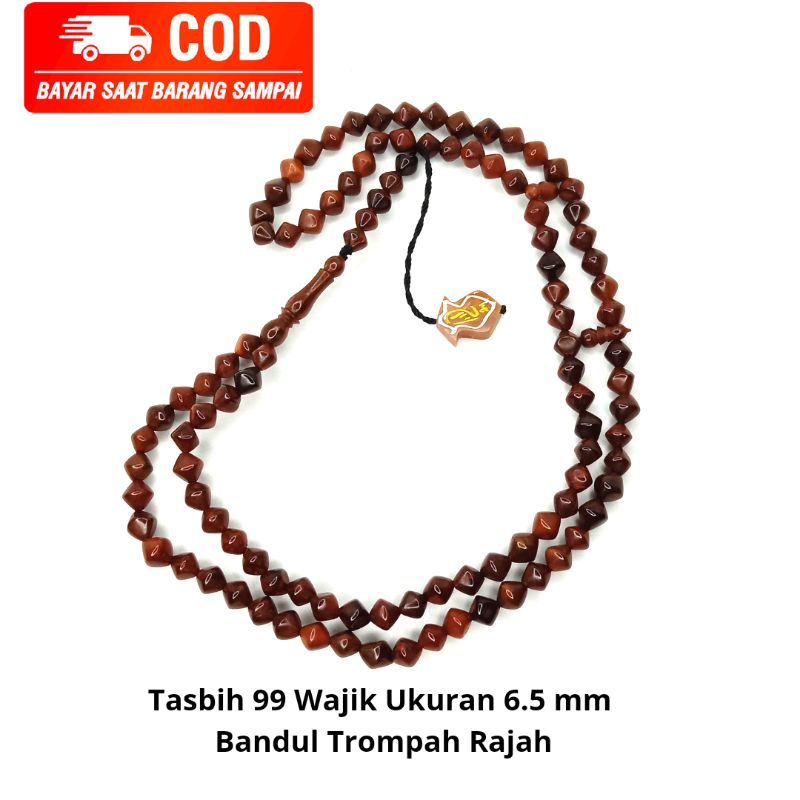 tasbih wajik 99 ukuran 6.5mm bandul trompah rajah