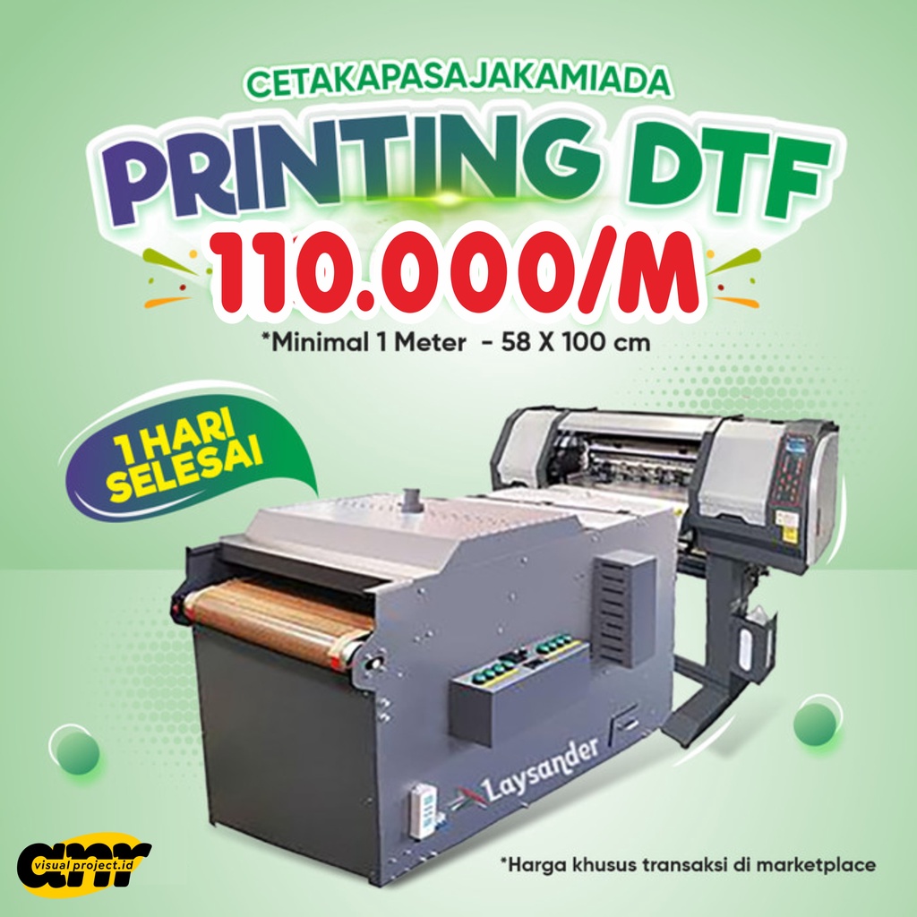 

CETAK DTF Printing Meteran 58x100 cm MURAHFull Colour Printing