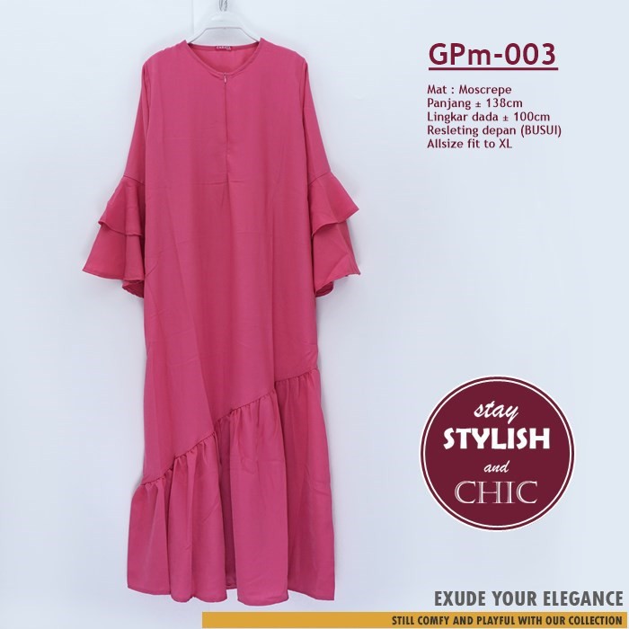 Gamis Polos Model Tangan Lonceng / Gamis Busui bahan Moscrepe GPm