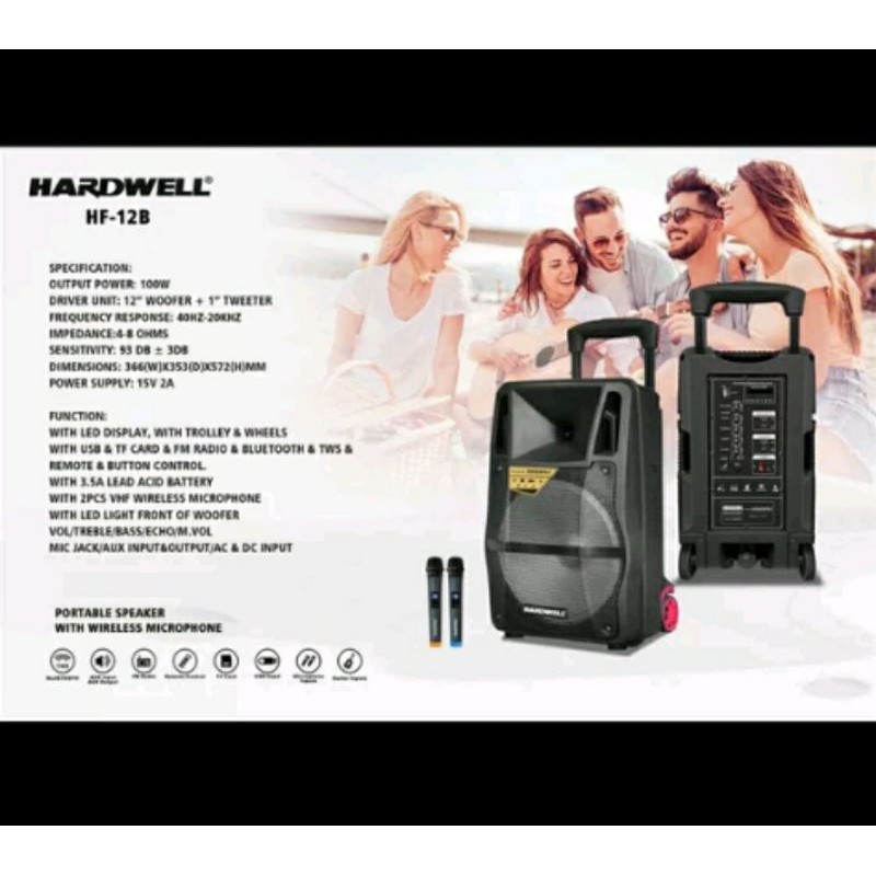 Speaker Portable Wireless Hardwell HF 12B/HF12B 12 INCI USB-BLUETOOTH