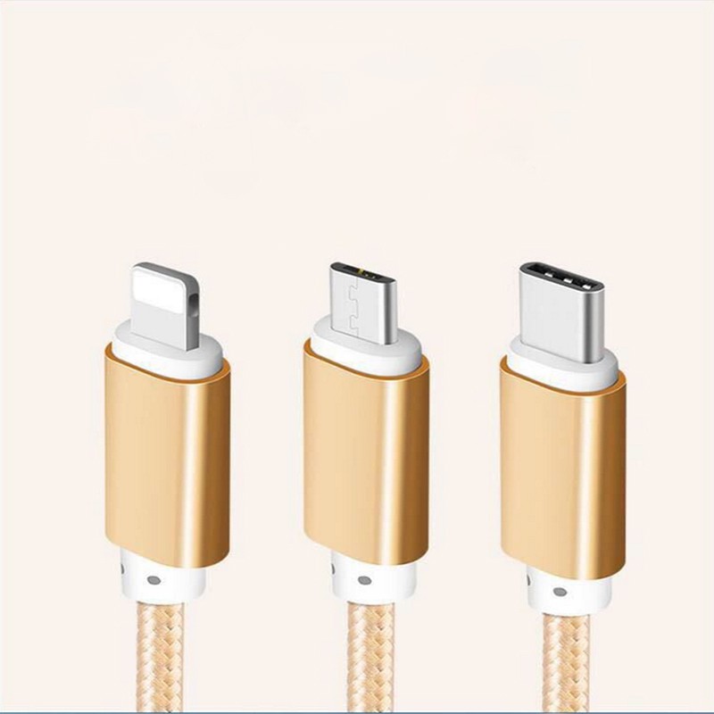 3in1 2A Fast Charge Cable mi cro USB + Type C Cable Braided Cord