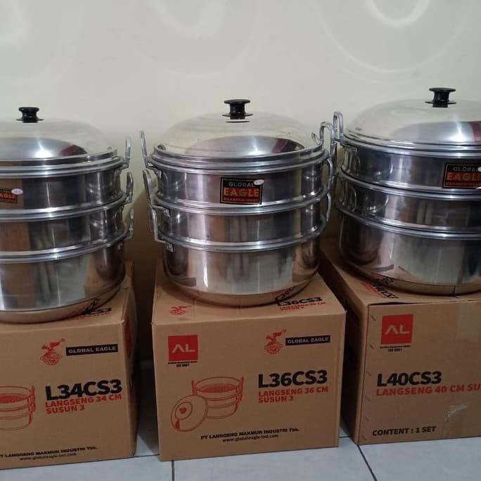 Panci / Dandang / Langseng / Kukusan Susun Tiga 3 Uk 40cm Global Eagle