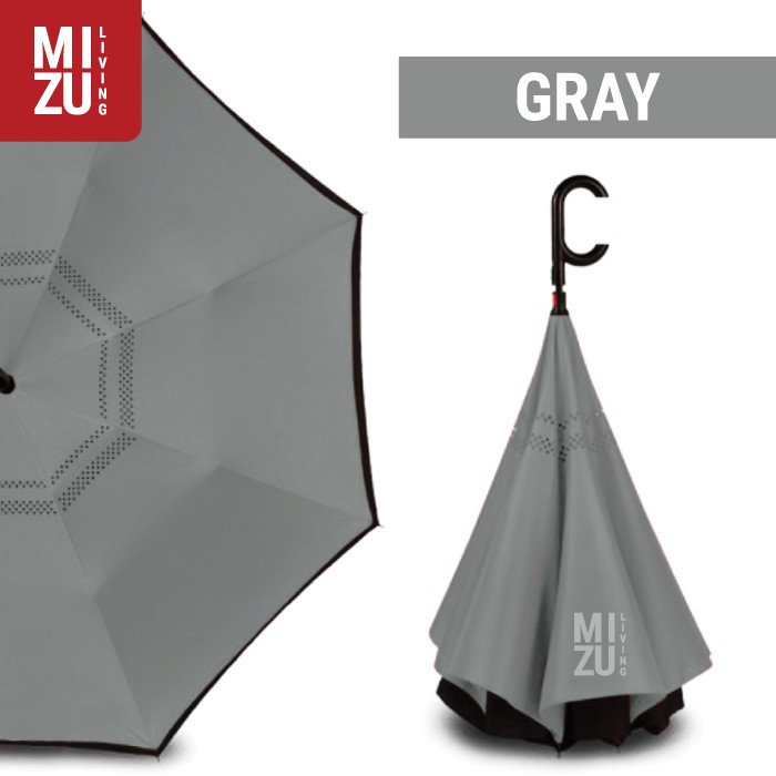 Payung Terbalik Kazbrella POLOS Payung Mobil Reverse Umbrella Gagang C-GRAY