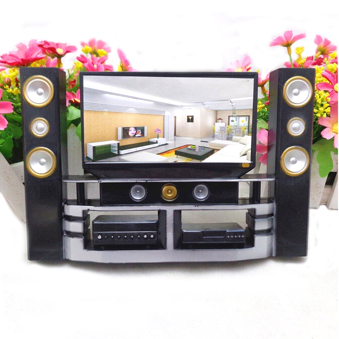 1pc / set Miniatur Kabinet TV Hi-Fi Skala 1: 6 Untuk Rumah Boneka