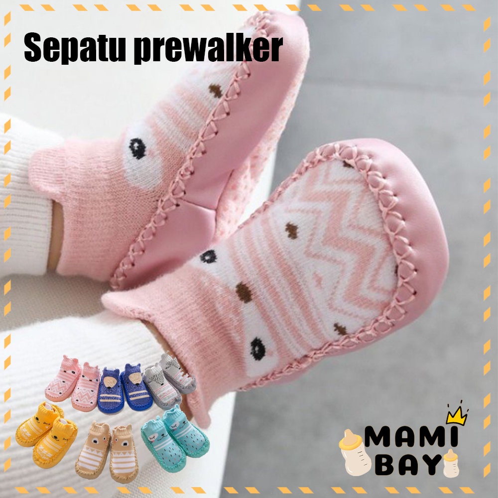 OKEYI Sepatu prewalker lembut kaos kaki bayi antislip untuk belajar