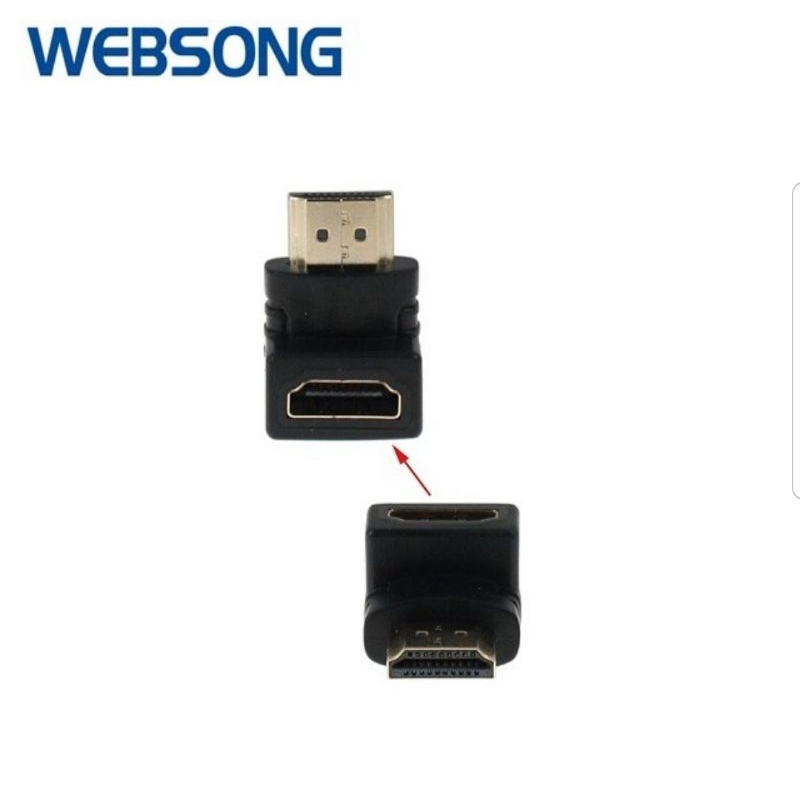 Connector HDMI Male to Female 90Degree L Websong