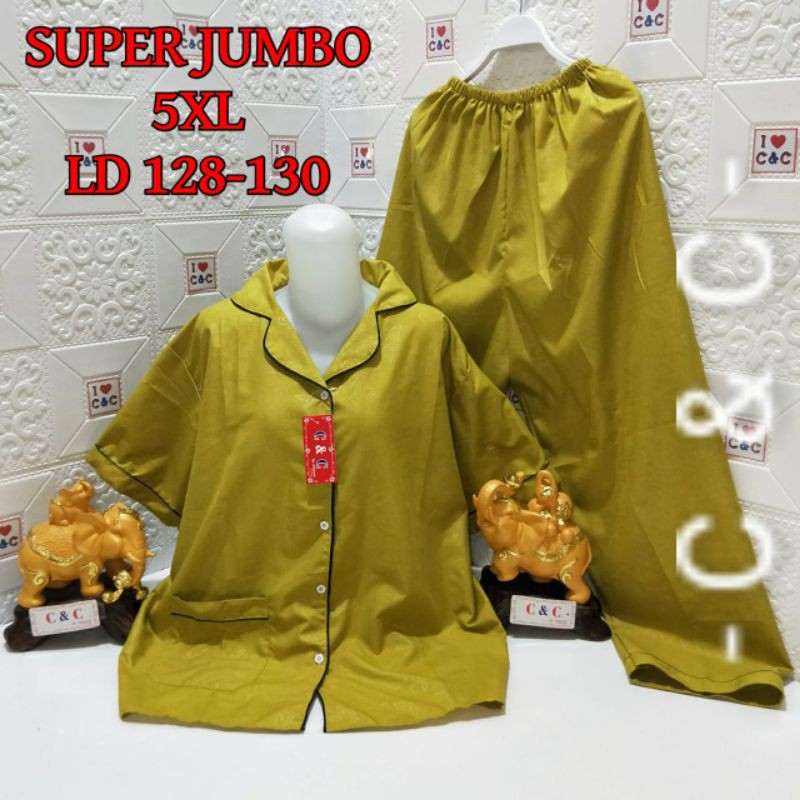CNC - BAJU TIDUR WANITA SUPER JUMBO CP 5XL/LD 130/HEMBOS-Lemon