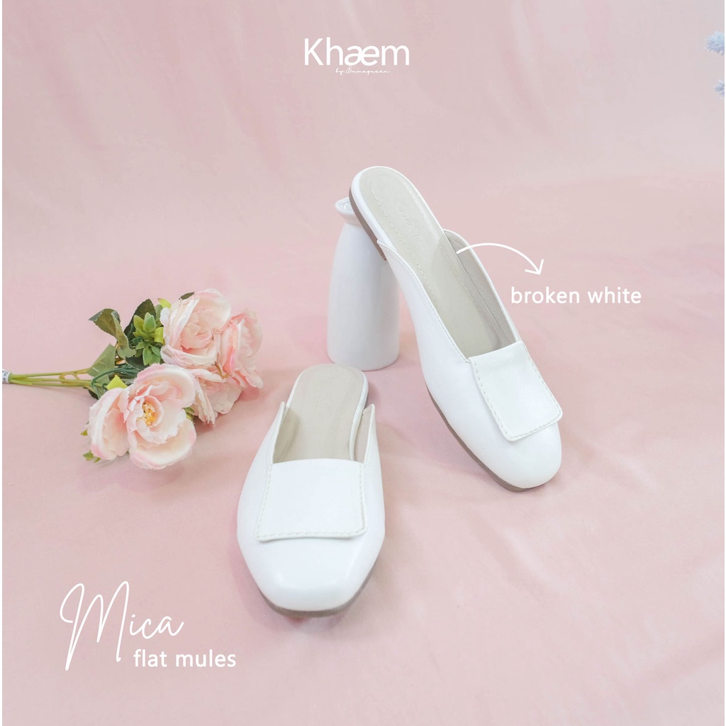 Mica Flats Mules by Khaem x EmmaQueen-Broken White