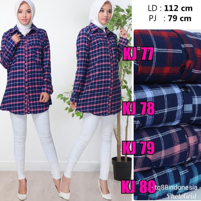kemeja flanel cewek/kemeja flanel//kemeja kotak/boyfriend shirt - Merah