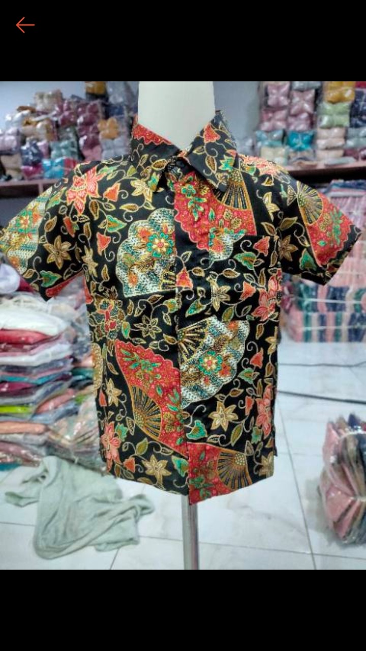 Jlshop Kemeja Batik Motif Kipas Prada Foil Premium Anak Laki Laki Model Klep Intip(real Pict)