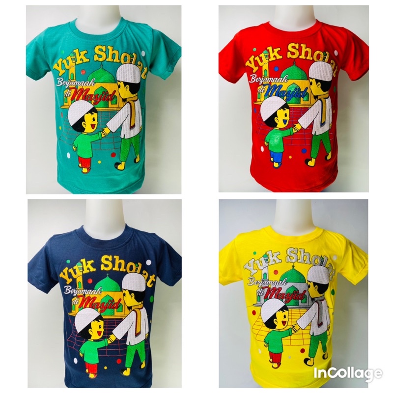 Kaos anak laki-laki-kaos YUK SHOLAT 1-10 tahun