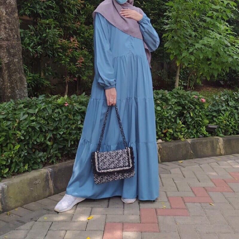 Dress susun rempel/Abaya rempel susun/Dress susun rayon