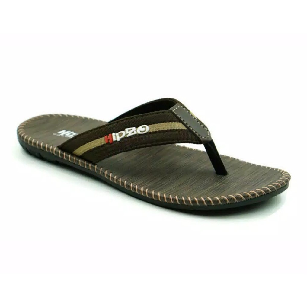 sendal  pria jepit kulit slide casual original Premium grade A terbaru kekinian-Coklat tua