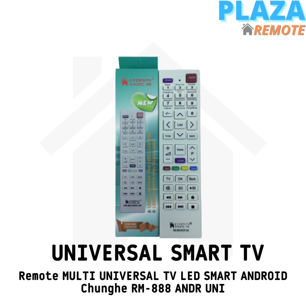 Remot / Remote MULTI UNIVERSAL TV LED SMART ANDROID Chunghe RM-888 ANDR UNI / ecer dan grosir