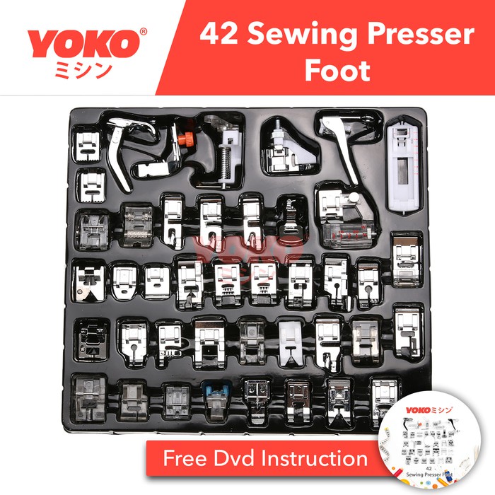 SEPATU MESIN JAHIT SET 42 PCS PORTABLE YOKO PRESSER FOOT