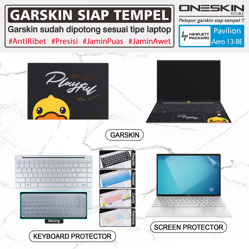 Garskin Sticker Laptop Pelindung Screen Keyboard Protector HP Pavilion Aero 13-be be1000au be1001au be1002au be1003au Full Body Silikon Glossy Bening