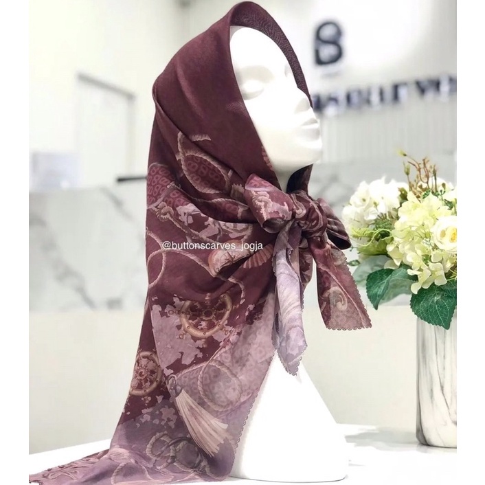 Preloved Buttonscarves nautical series Maya Satin square