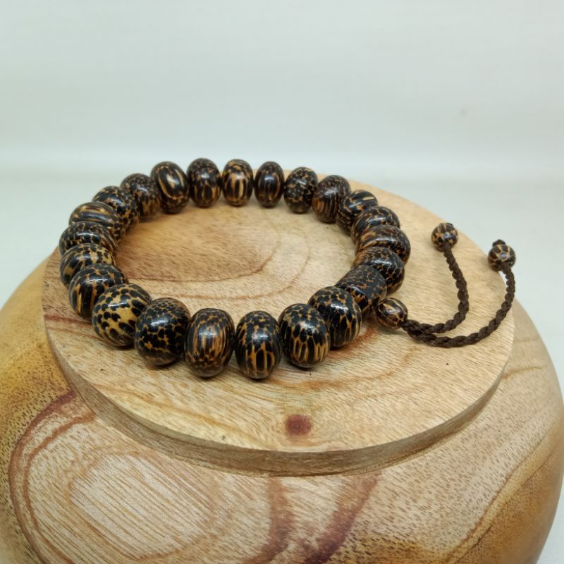 Gelang Kayu Liwung Macan Asli Motif Pipih Size 12mm