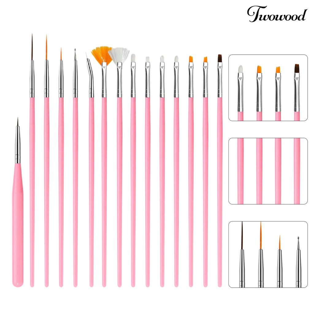 Twowood 1 Set Pen Dotting Nail Art Bulu Lembut Gagang Plastik Mudah Dibawa