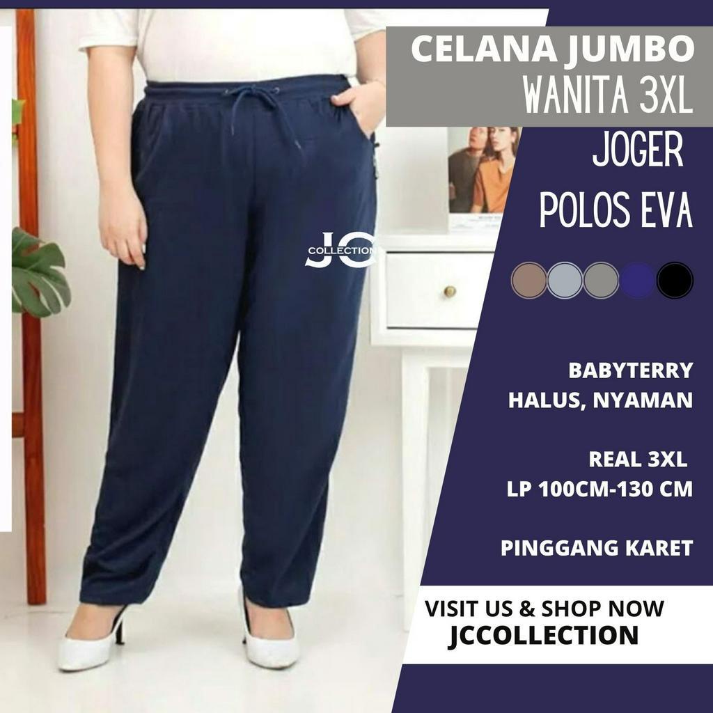 Celana Jumbo Wanita Polos / Jogger  Pants Big Size 3XL Felissia  - JCCollections