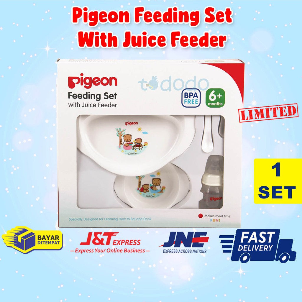 Pigeon Feeding Set With Juice Feeder - Peralatan Makan Bayi