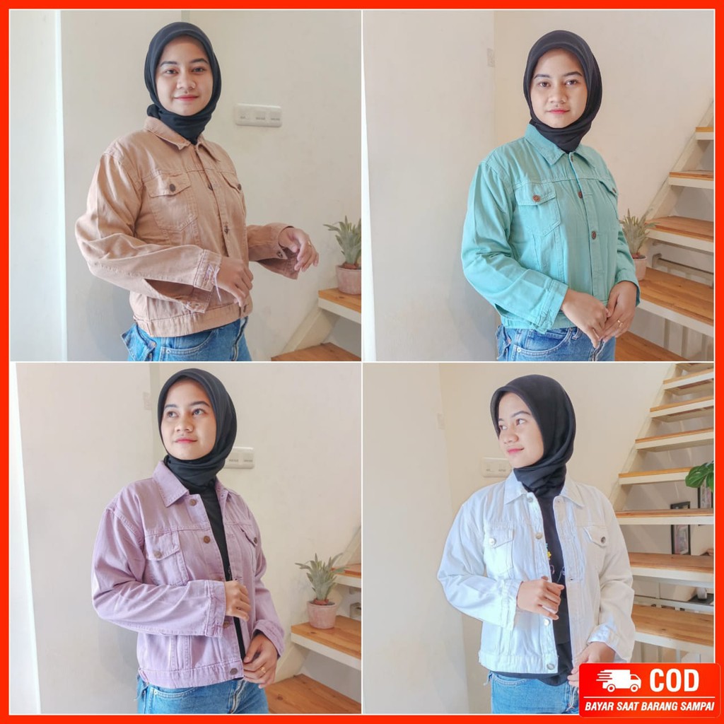 Jaket Jeans Lilac Molla I Jaket Denim Polos Korean Crop Top Style