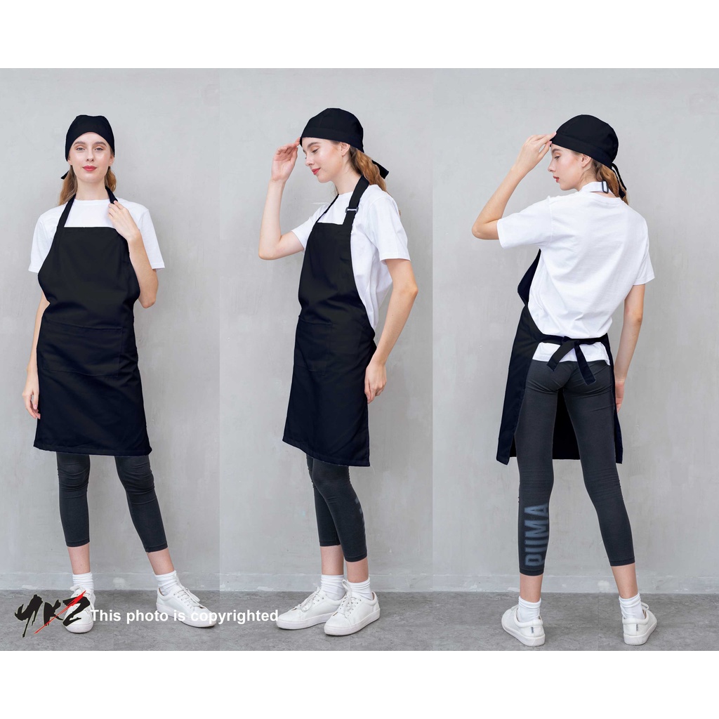 APRON POLOS HITAM APRON STANDART FOR BARISTA /RESTO/CAFE/WAITERS/APRON KITCHEN DAN TOPI PIRATES TUKA