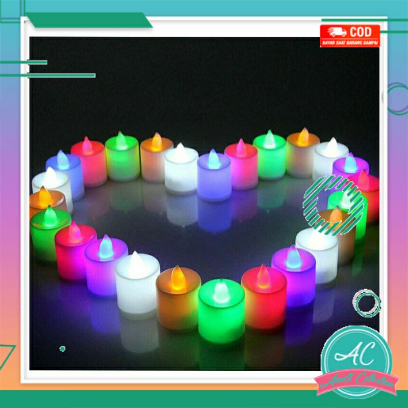 Lampu lilin LED mini nyala warna warni elektrik rgb rainbow kedap kedip lampu hias tidur dekorasi