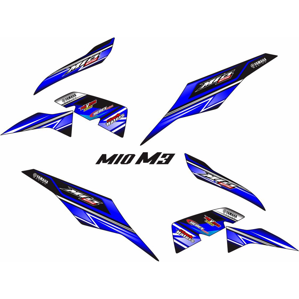 MOTIF VARIASI VARIASI MOTOR YAMAHA MIO M3 STRIPING/STIKER BIRU VARIASI NEW LIS PUTIH STIKER