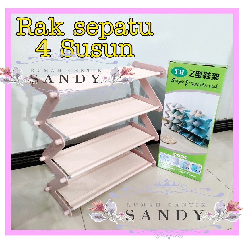 RAK SEPATU ZIGZAG 4 SUSUN ~ Tempat Sepatu &amp; Sandal ~ Rack Buku