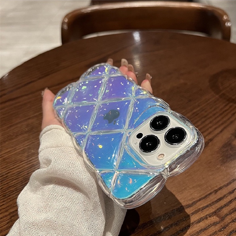 Case Transparan Motif laser aurora Warna Gradasi Untuk iphone 11 pro max 12 13 14 pro max X Xs max XR