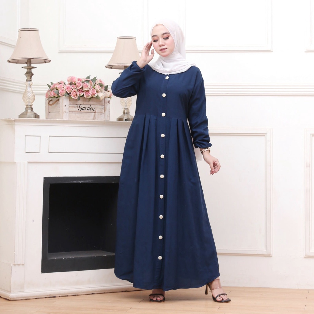 TERBARU GAMIS RAYON POLOS FULL KANCING GAMIS RAYON PREMIUM KANDEL TUR ADEM