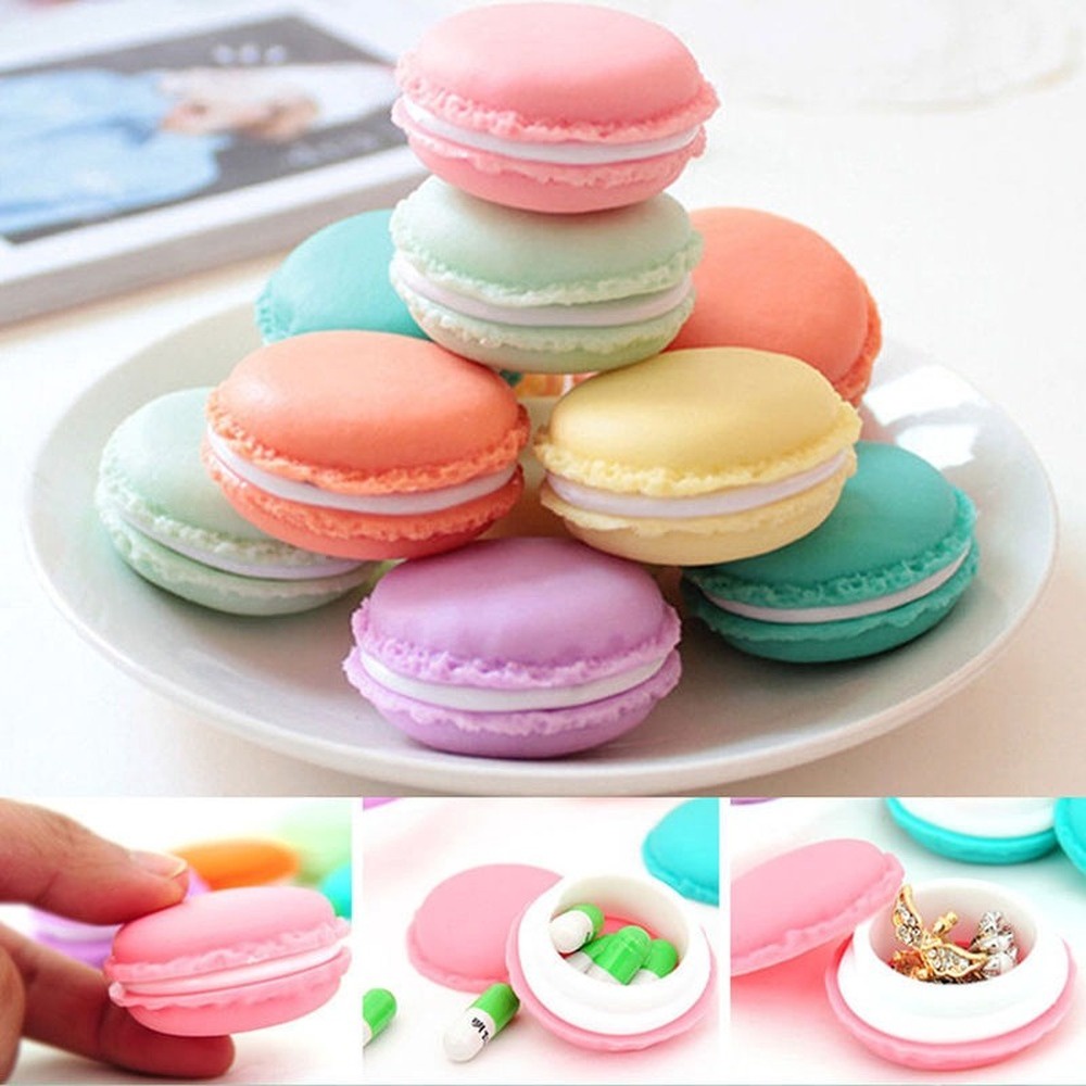 Kotak Penyimpanan Perhiasan Bentuk Macaron Mini Warna-Warni